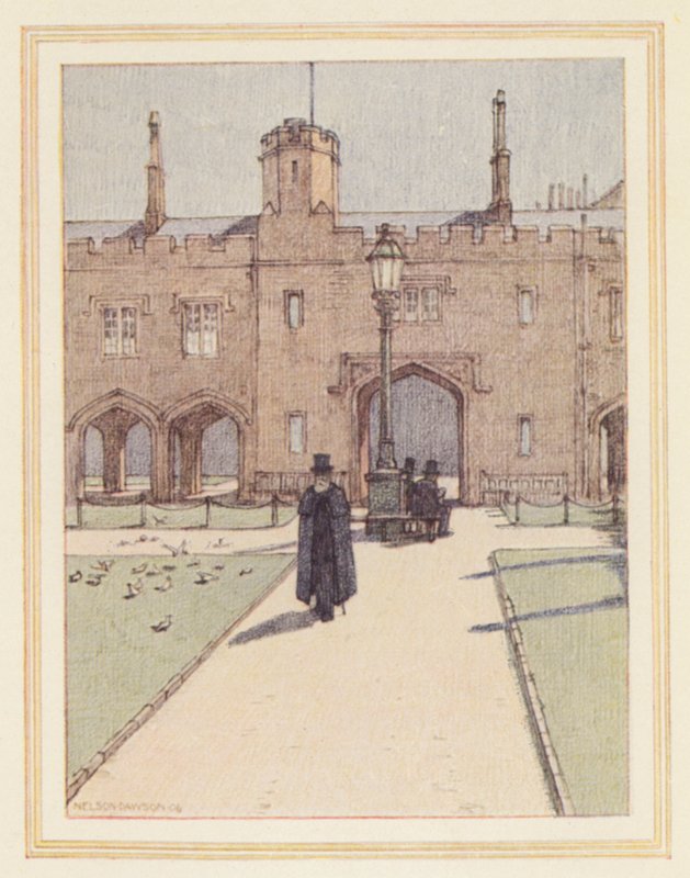 The Charterhouse (kolorowa litografia) autorstwa Nelson Dawson