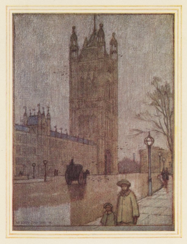 Wieża Wiktorii, Izba Lordów (kolorowa litografia) autorstwa Nelson Dawson