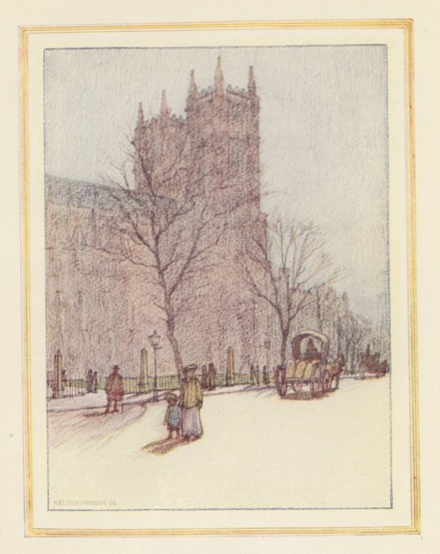 Opactwo Westminsterskie (kolorowa litografia) autorstwa Nelson Dawson