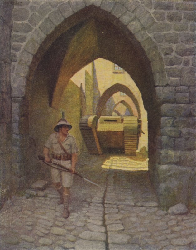 Angielski czołg na ulicach Jerozolimy autorstwa Newell Convers Wyeth