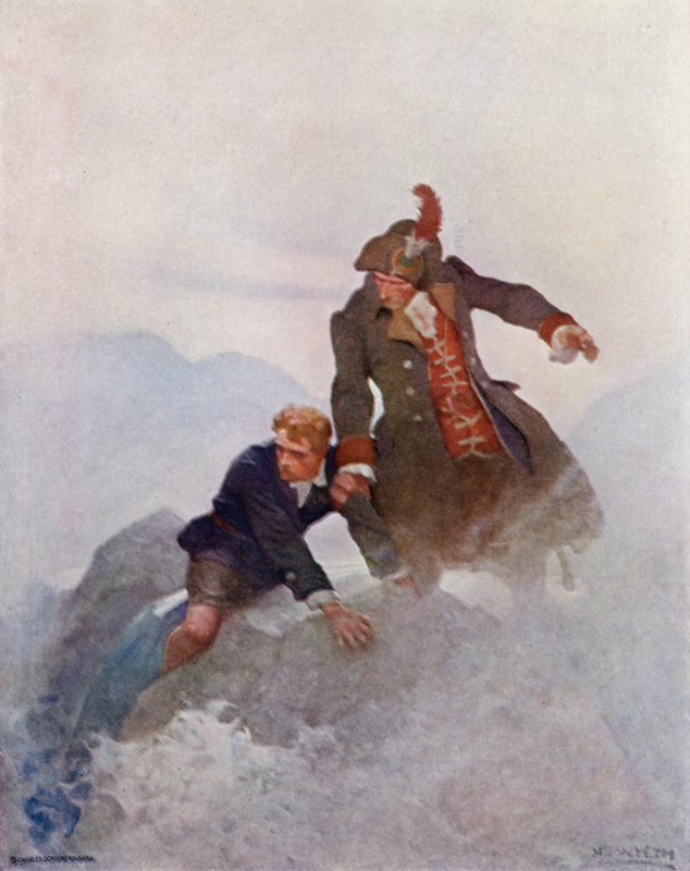 Ilustracja do filmu Porwana przez Roberta Louisa Stevensona (kolor lito) autorstwa Newell Convers (after) Wyeth