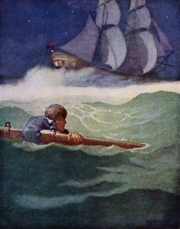 Ilustracja do filmu Porwana autorstwa Roberta Louisa Stevensona (kolor lito) autorstwa Newell Convers (after) Wyeth