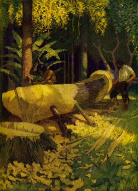 Ilustracja do Robinsona Crusoe (kolor lito) autorstwa Newell Convers (after) Wyeth