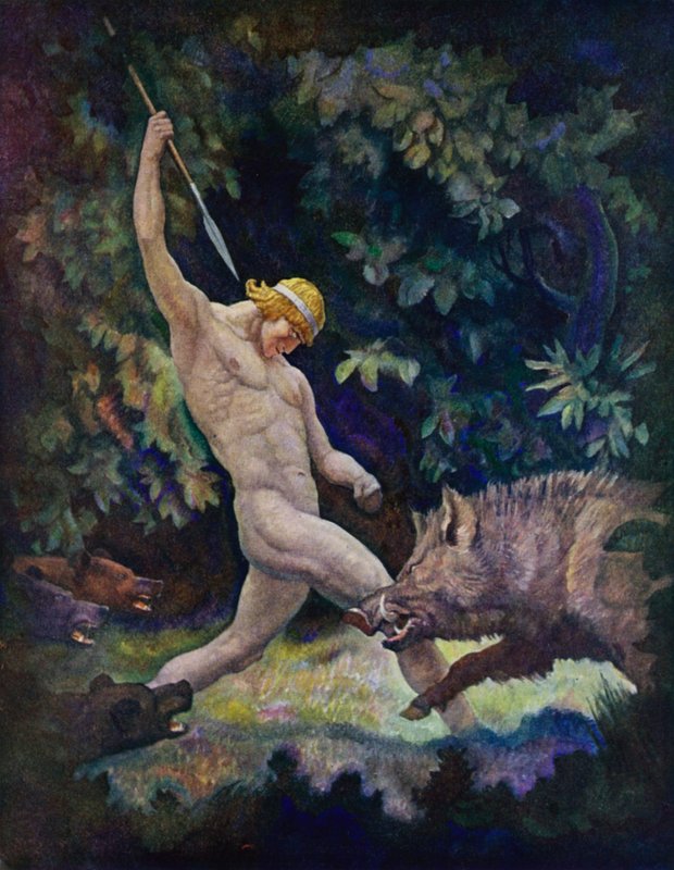 Odyseja: Polowanie na dzika (kolor lito) autorstwa Newell Convers (after) Wyeth