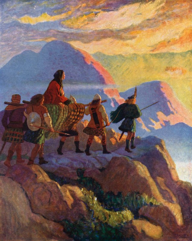 Helen schodzi do Glen of Stones autorstwa Newell Convers Wyeth