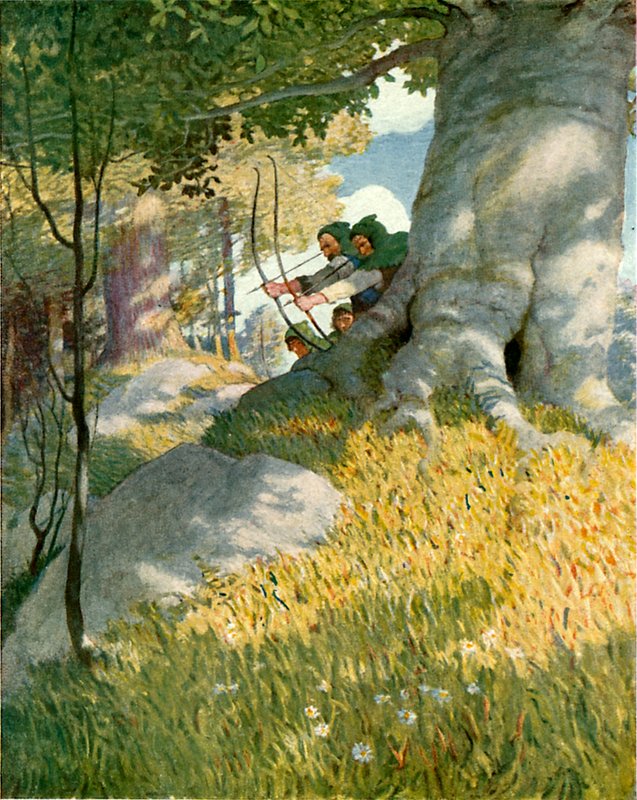 Robin Hood i jego towarzysze ratują Willa Stutely autorstwa Newell Convers Wyeth