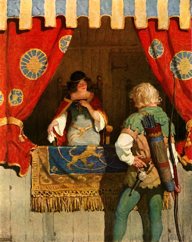 Robin spotyka Maid Marian autorstwa Newell Convers Wyeth