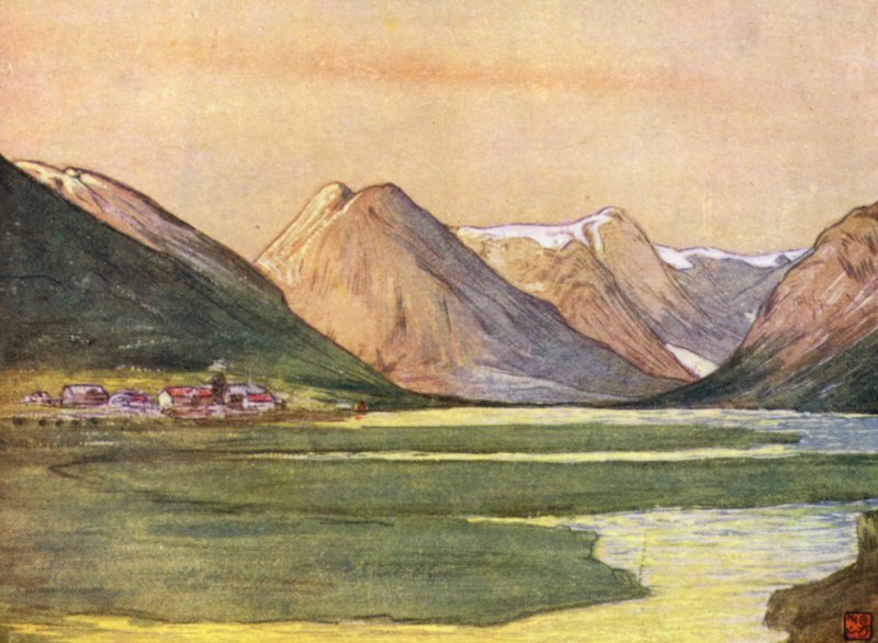 Norwegia: Mundal, Fjaerland, Sognefjord (kolor lito) autorstwa Nico Jungman