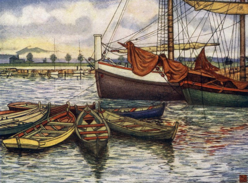 Norwegia: Trondhjem, Old Boats (kolor lito) autorstwa Nico Jungman