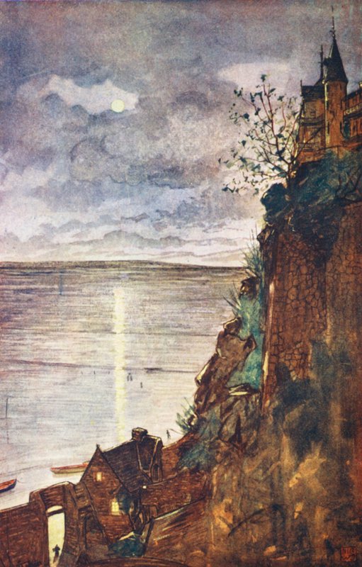 Wejście na Mont St Michel (kolorowa litografia) autorstwa Nico Jungmann