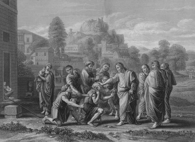 Niewidomi otrzymujący swój wzrok autorstwa Nicolas Poussin