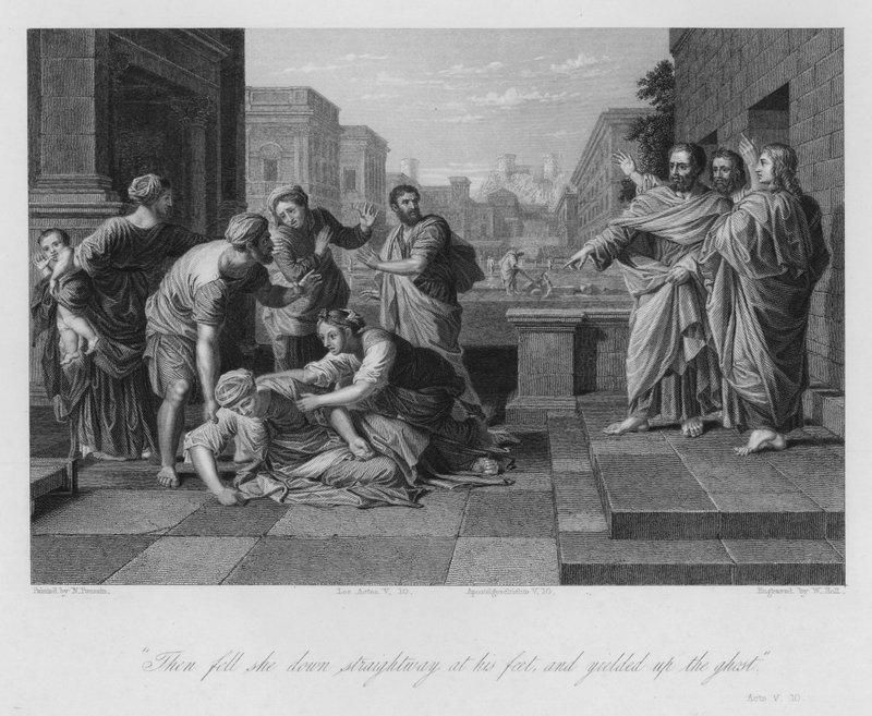 Śmierć Safiry, Dzieje V autorstwa Nicolas (after) Poussin