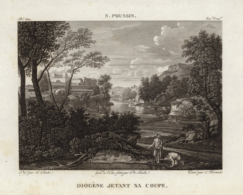 Diogenes rzucający puchar autorstwa Nicolas Poussin