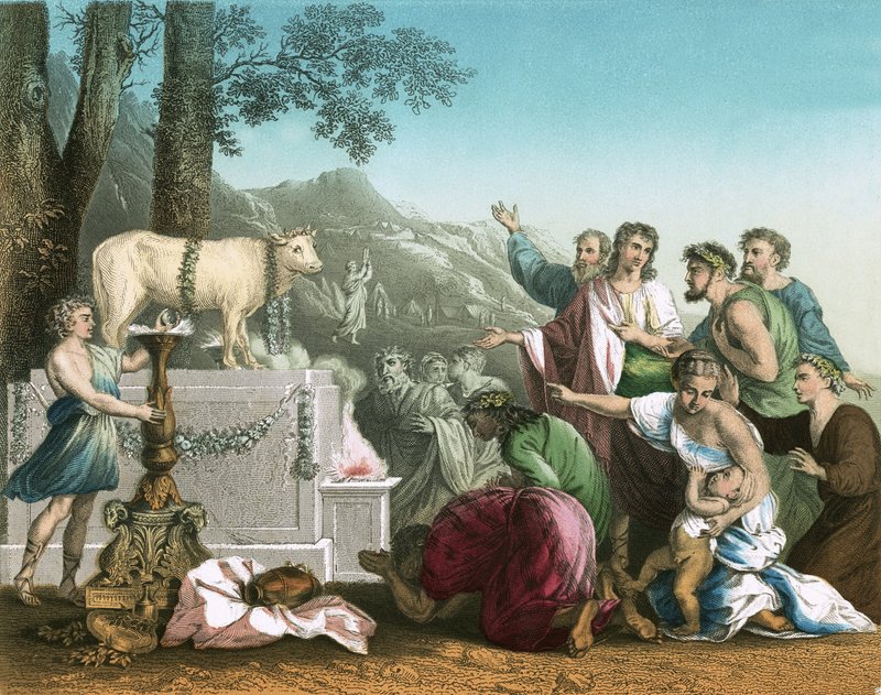Kult Złotego Cielca autorstwa Nicolas Poussin
