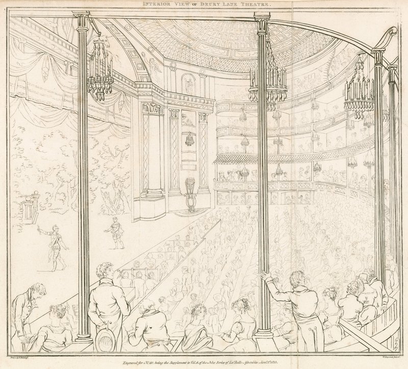 Widok wnętrza teatru Drury Lane, Londyn autorstwa Nicolaus von Heideloff