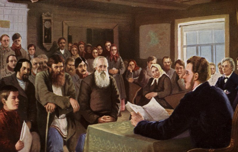 Niedzielne czytanie w wiejskiej szkole, Rosja, 1895 autorstwa Nikolai Petrovich Bogdanov Belsky