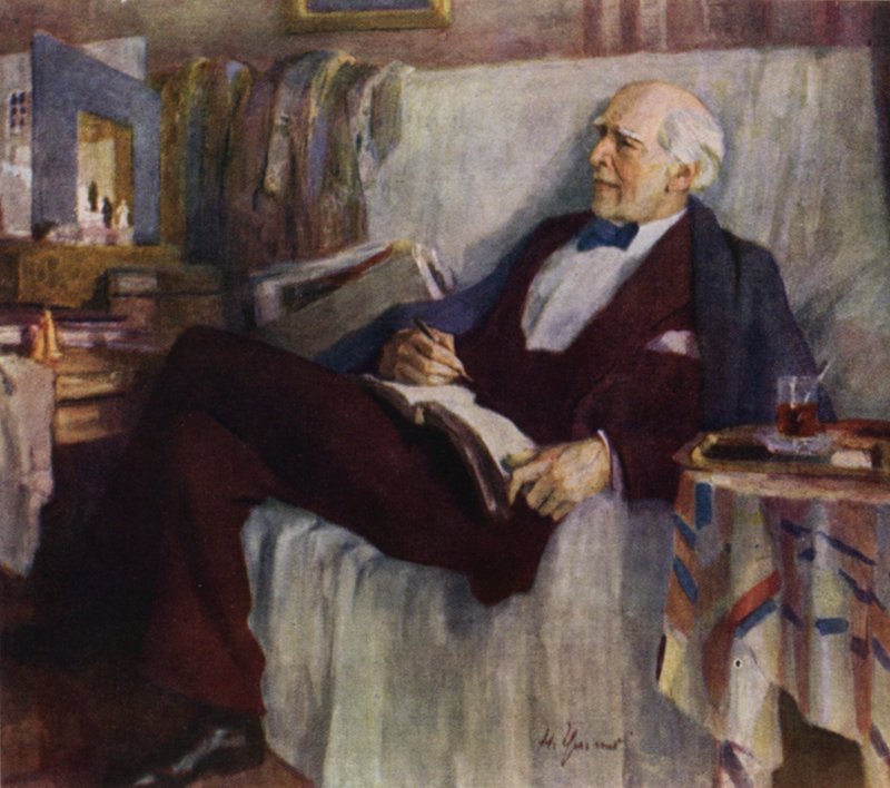 Portret rosyjskiego aktora i reżysera teatralnego Konstantina Stanisławskiego przy pracy autorstwa Nikolai Pavlovich Ulyanov