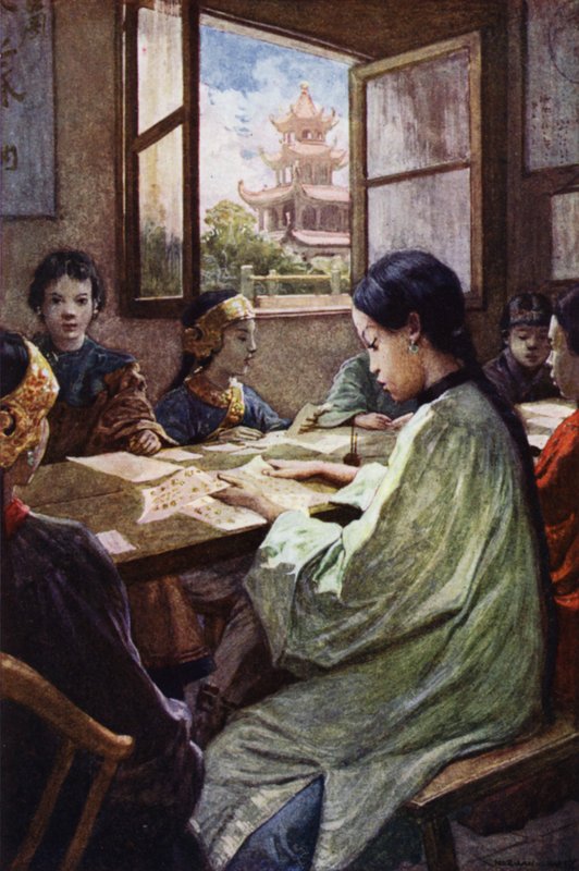 Chiny: Szkoła (kolor lito) autorstwa Norman Hardy