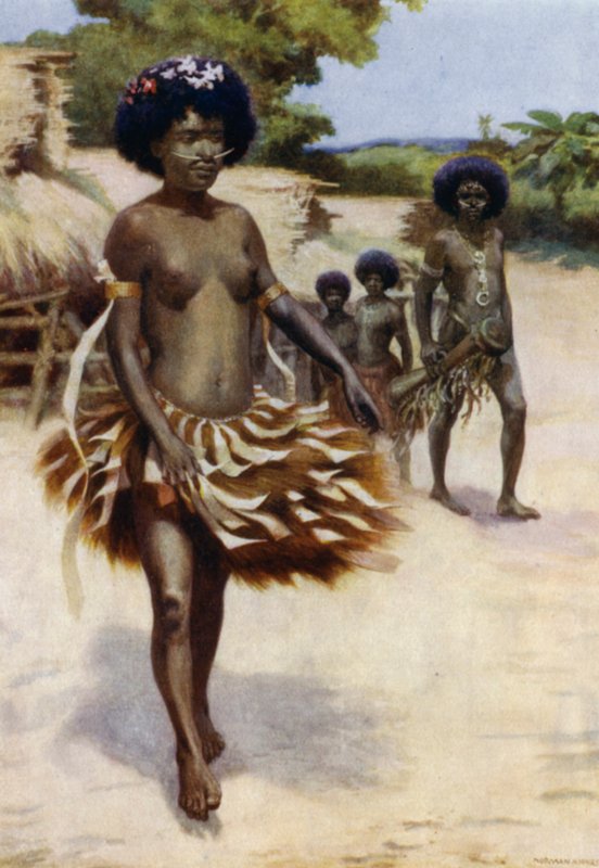 Off to the Dubu Dance, Nowa Gwinea Brytyjska (kolor lito) autorstwa Norman Hardy
