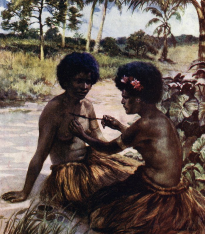 Tatuowanie, Nowa Gwinea Brytyjska (kolor lito) autorstwa Norman Hardy