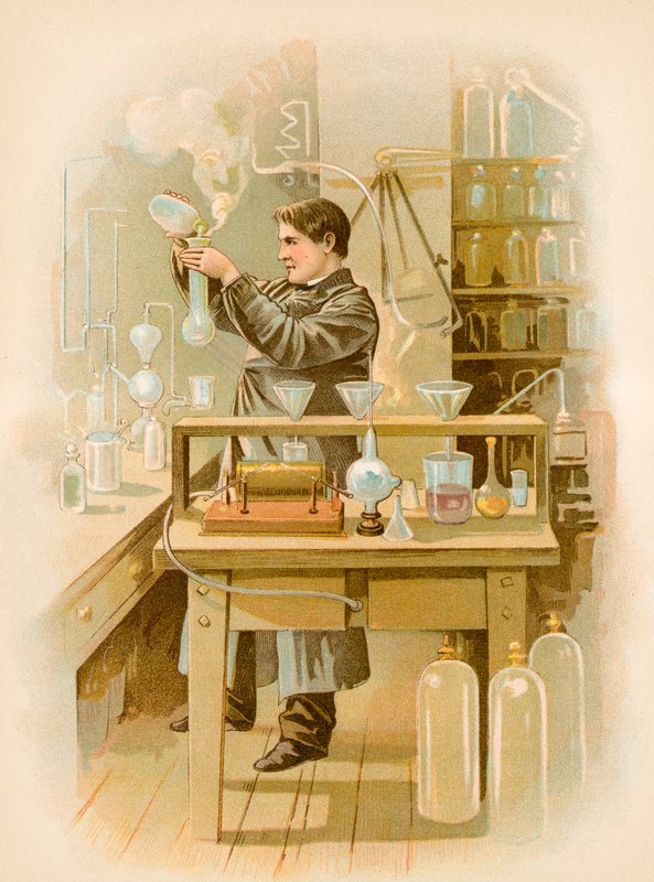 Thomas Edison w swoim laboratorium autorstwa North American
