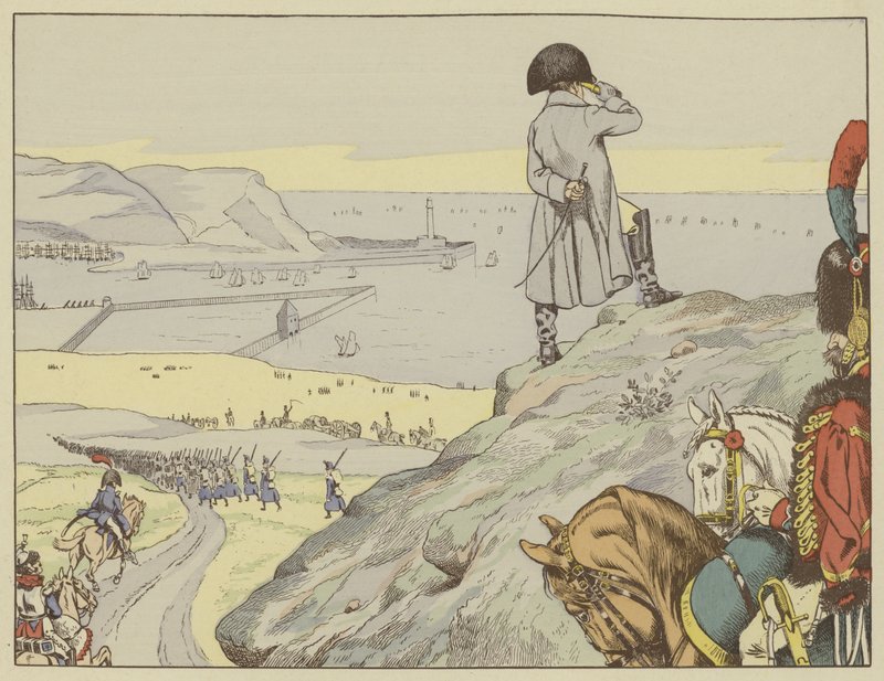 W obozie Boulogne Napoleon spoglądał stale przez kanał w kierunku Anglii, wrzesień 1803 r autorstwa Onfray de Breville Job