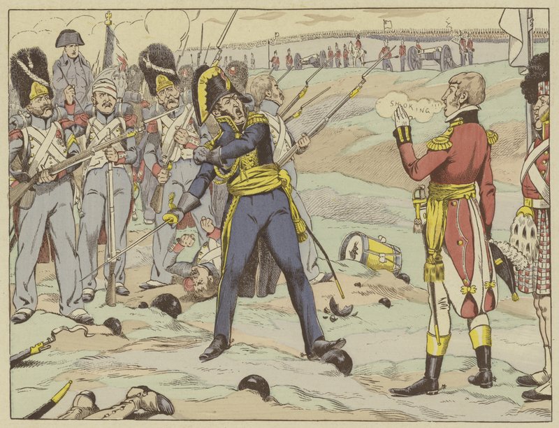 Pokonany po raz pierwszy w miejscu znanym w geografii jako Waterloo, ale w historii jako zdrada. Tego dnia Cambronne dał ostatnie słowo. autorstwa Onfray de Breville Job