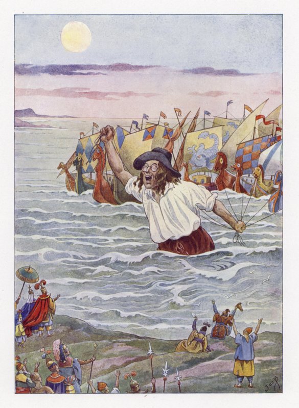 Ilustracja do podróży Guliwera autorstwa Onfray de Breville Job