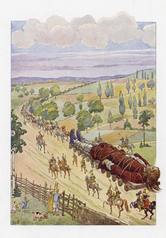 Ilustracja do podróży Guliwera autorstwa Onfray de Breville Job