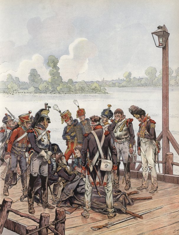 Jean Lannes, śmiertelnie ranny w bitwie pod Aspern-Essling z Napoleonem, 1809 autorstwa Onfray de Breville Job
