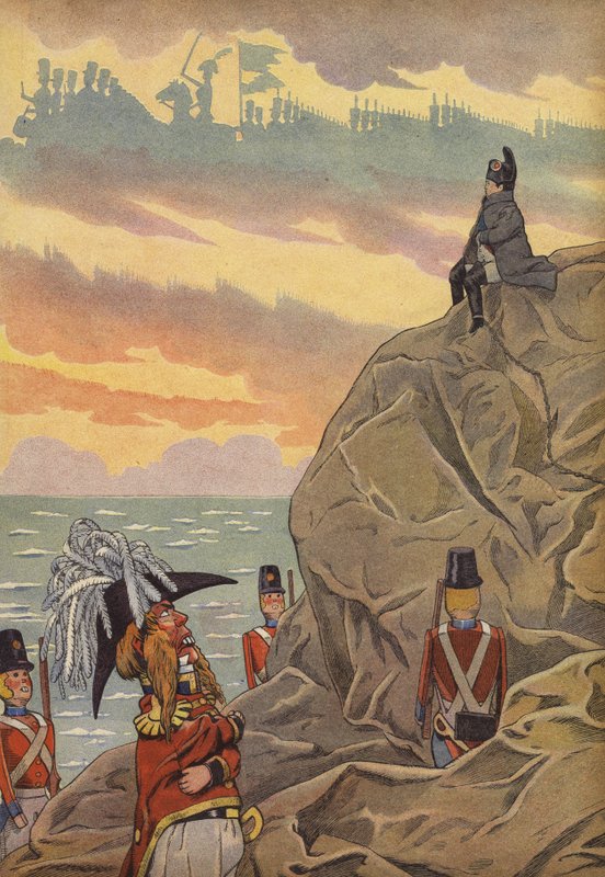 Napoleon pod St Helena, strzeżony przez Brytyjczyków autorstwa Onfray de Breville Job