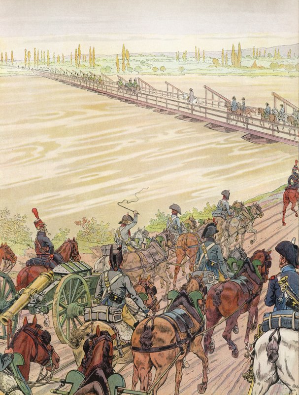 Napoleon przekracza Ren, 1 października 1805 autorstwa Onfray de Breville Job
