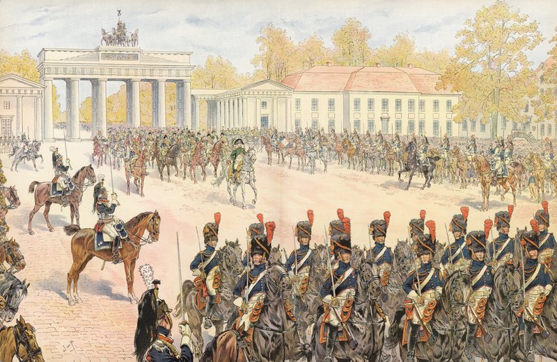 Napoleon triumfalnie wkraczający do Berlina autorstwa Onfray de Breville Job