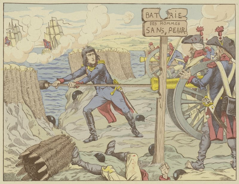 Napoleon ładuje armatę jak zwykły żołnierz podczas oblężenia Tulonu, 1793 autorstwa Onfray de Breville Job