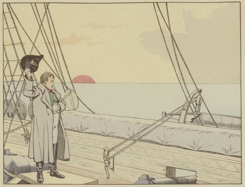 Napoleon na pokładzie HMS Bellerophon po poddaniu się Brytyjczykom, 15 lipca 1815 r autorstwa Onfray de Breville Job