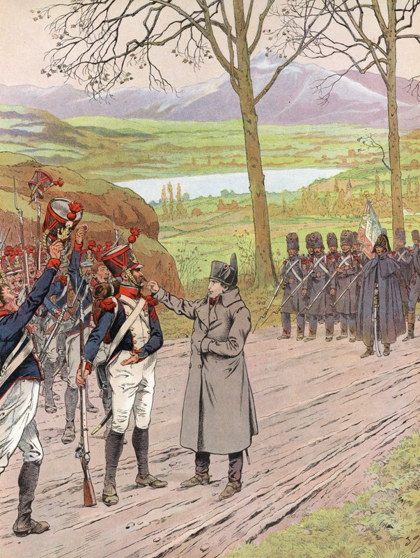 Napoleon, po powrocie z Elby, chwilowo zablokowany na drodze w Grenoble autorstwa Onfray de Breville Job