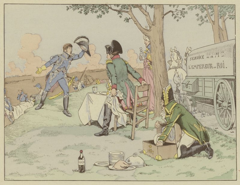 Napoleon otrzymuje wiadomość o śmierci swojego najlepszego przyjaciela, marszałka Lannesa, w bitwie pod Aspern-Essling, maj 1809 autorstwa Onfray de Breville Job