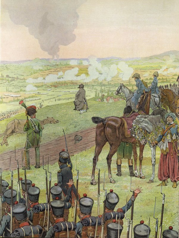 Napoleon, siedzący na bębnie, w bitwie pod Budziszynem, 20?21 maja 1813 autorstwa Onfray de Breville Job