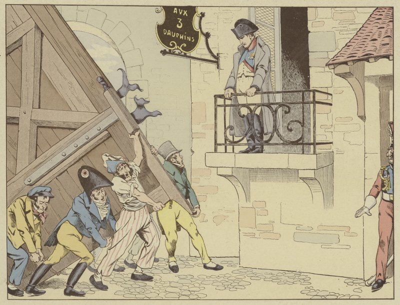 Miasto Grenoble otwiera swoje bramy dla Napoleona po powrocie z wygnania na Elbie, 7 marca 1815 r. autorstwa Onfray de Breville Job