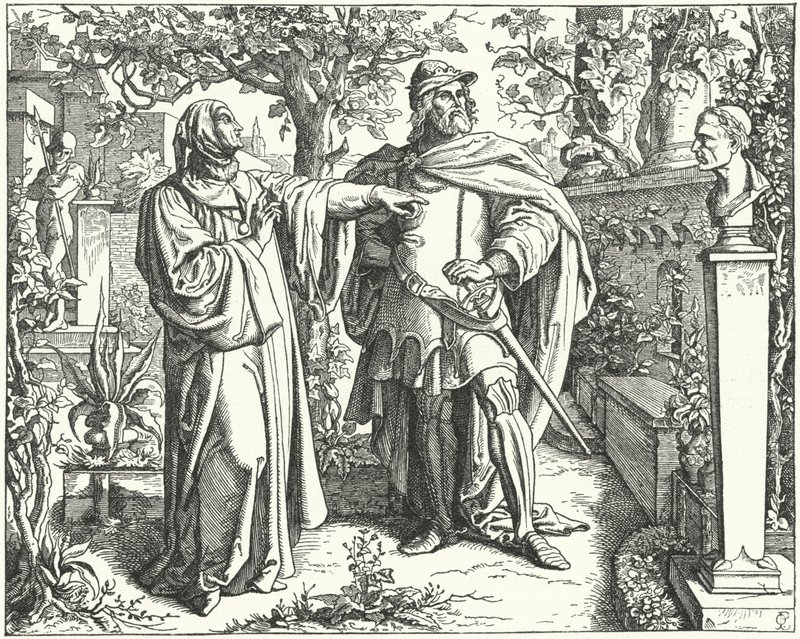 Święty Cesarz Rzymski Karol IV z włoskim renesansowym poetą Petrarką, XIV wiek autorstwa Oskar Pletsch