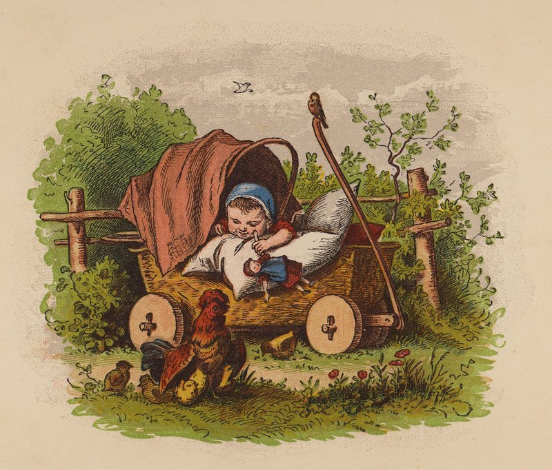 Dziecko w wózku (kolorowa litografia) autorstwa Oskar Pletsch