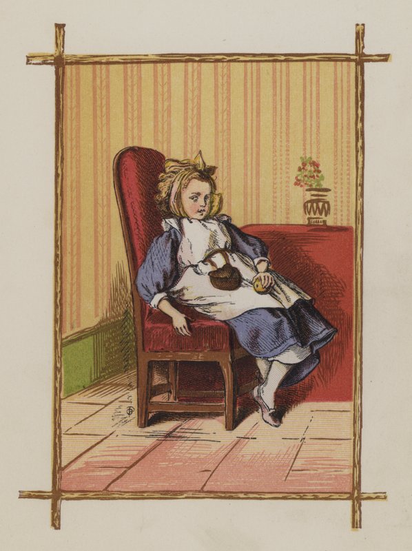 Dziewczyna siedząca na krześle (kolor litho) autorstwa Oskar Pletsch