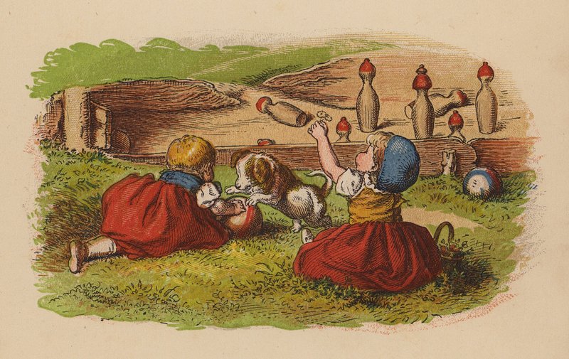Nine-Pins (kolorowa litografia) autorstwa Oskar Pletsch