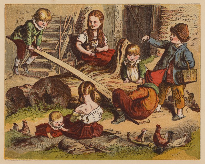 See-Saw (kolorowa litografia) autorstwa Oskar Pletsch