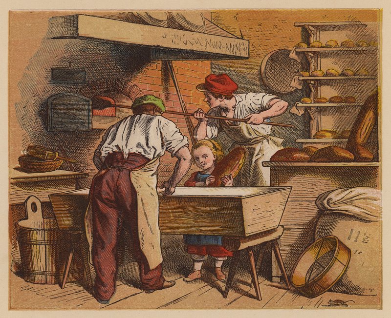 The Baker (kolorowa litografia) autorstwa Oskar Pletsch