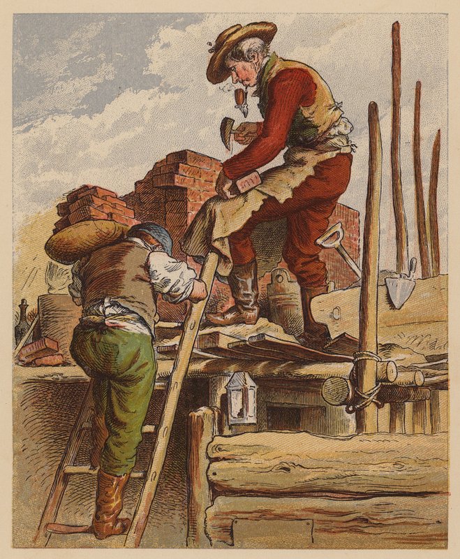 The Builder (kolorowa litografia) autorstwa Oskar Pletsch