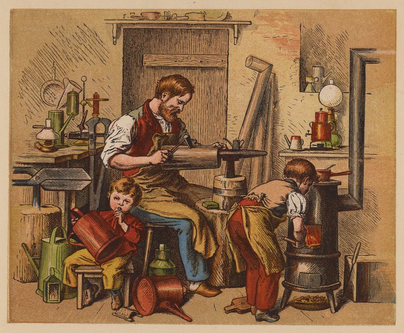 The Tinman (kolorowa litografia) autorstwa Oskar Pletsch