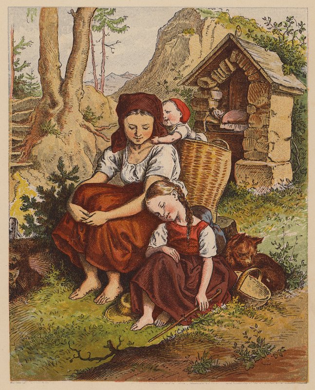 Tired Tottie (kolorowa litografia) autorstwa Oskar Pletsch