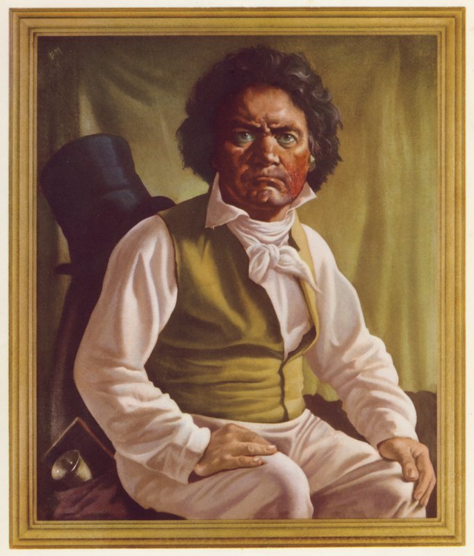 Ludwig van Beethoven w średnim wieku (kolor lito) autorstwa Oswald Charles Barrett