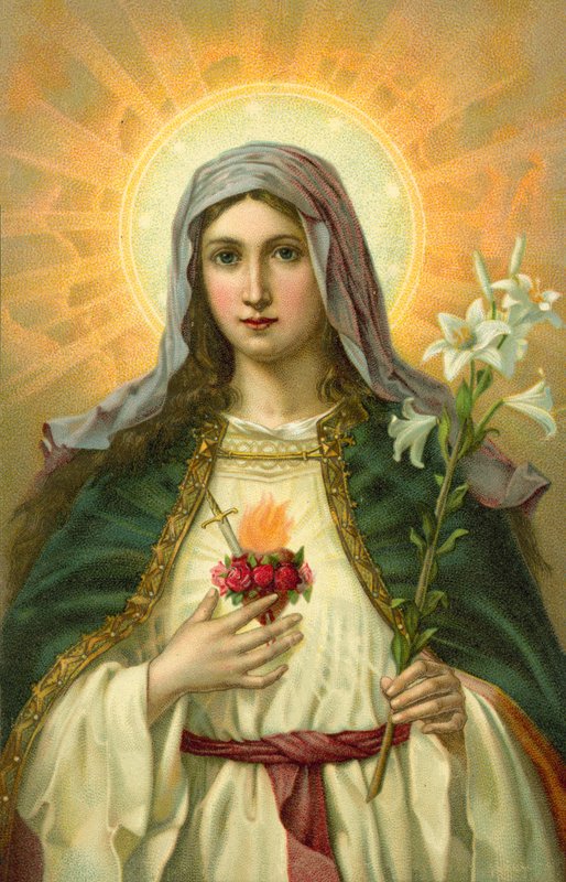 Niepokalane Serce Maryi (chromolit) autorstwa Oswald Voelkel
